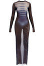 JEAN PAUL GAULTIER Long Mesh Dress with Trompe L'Oeil Print - Size S