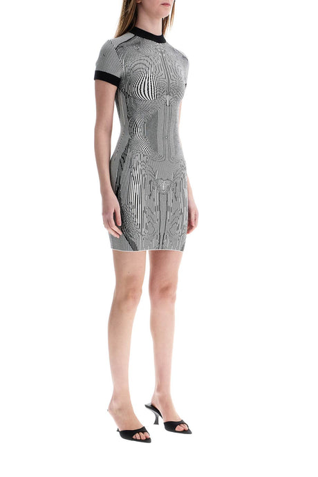 JEAN PAUL GAULTIER Mini Striped Jacquard Viscose Short Dress