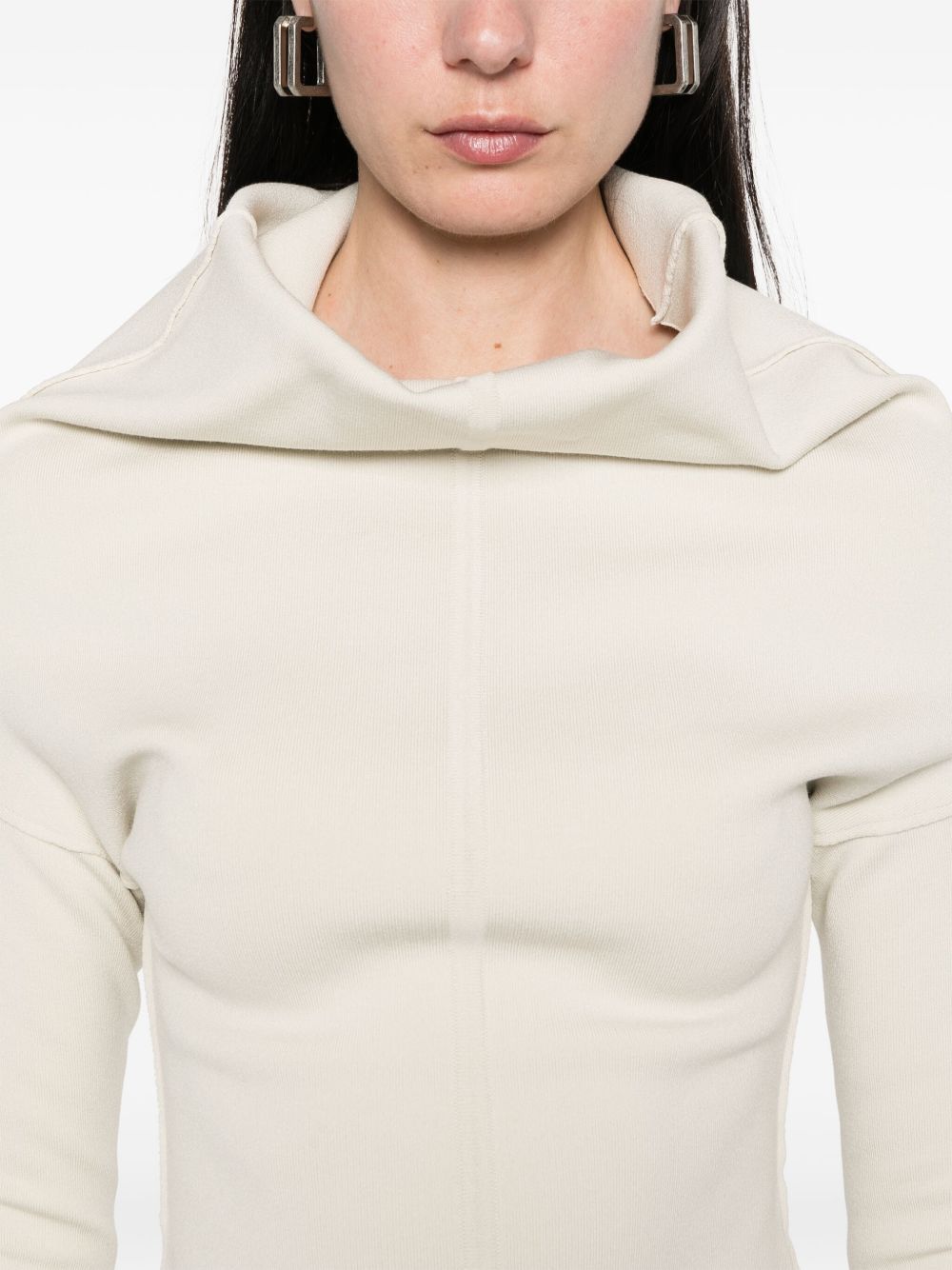 RICK OWENS Draped Cowl Neck Drop Shoulder Long Sleeve Top