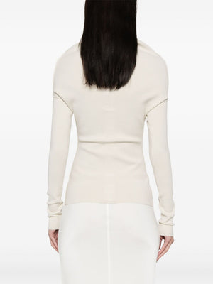 RICK OWENS Draped Cowl Neck Drop Shoulder Long Sleeve Top