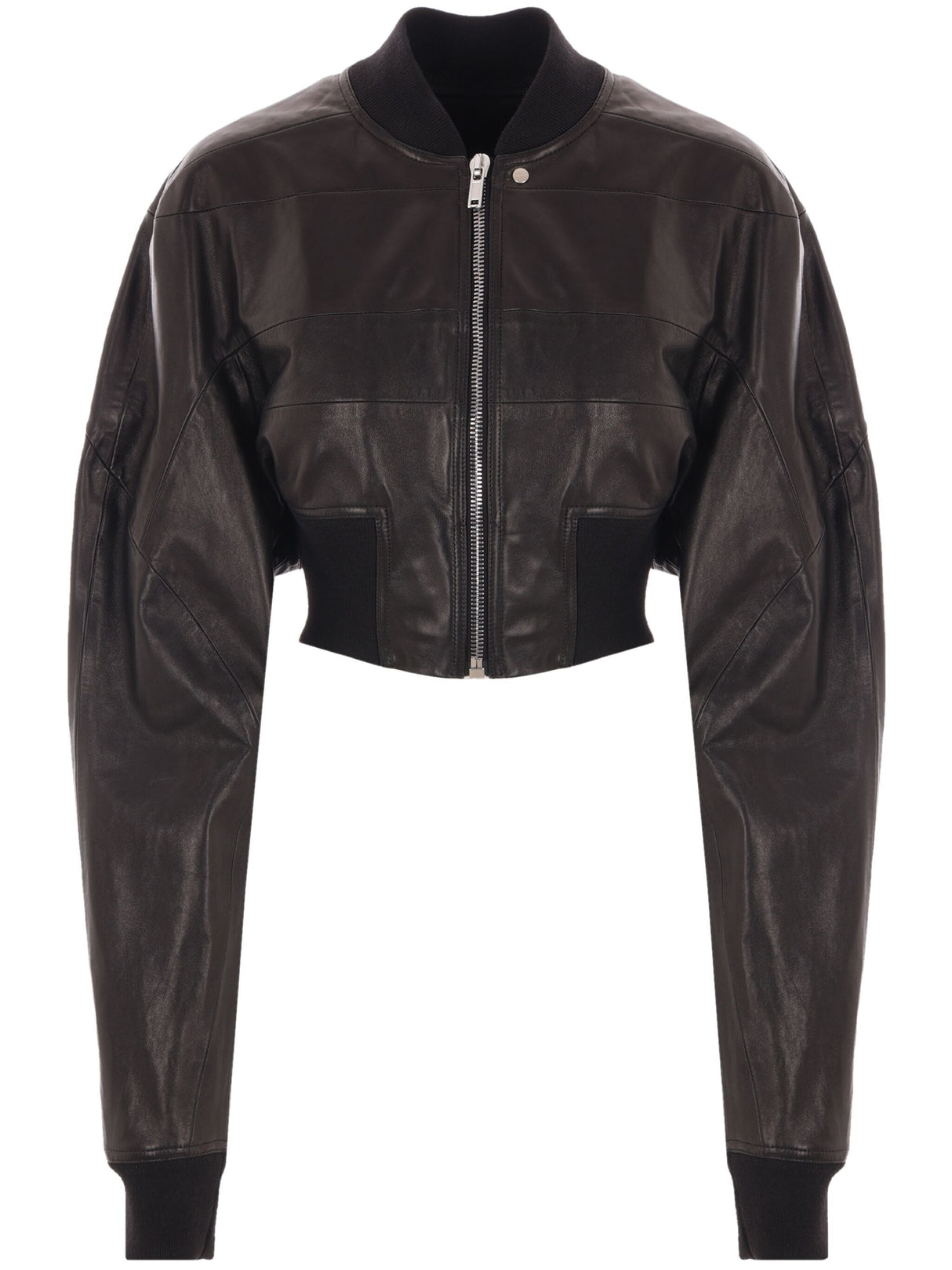 RICK OWENS Mini Cropped Leather Bomber Jacket