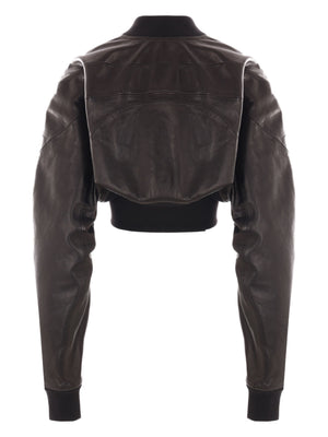 RICK OWENS Mini Cropped Leather Bomber Jacket