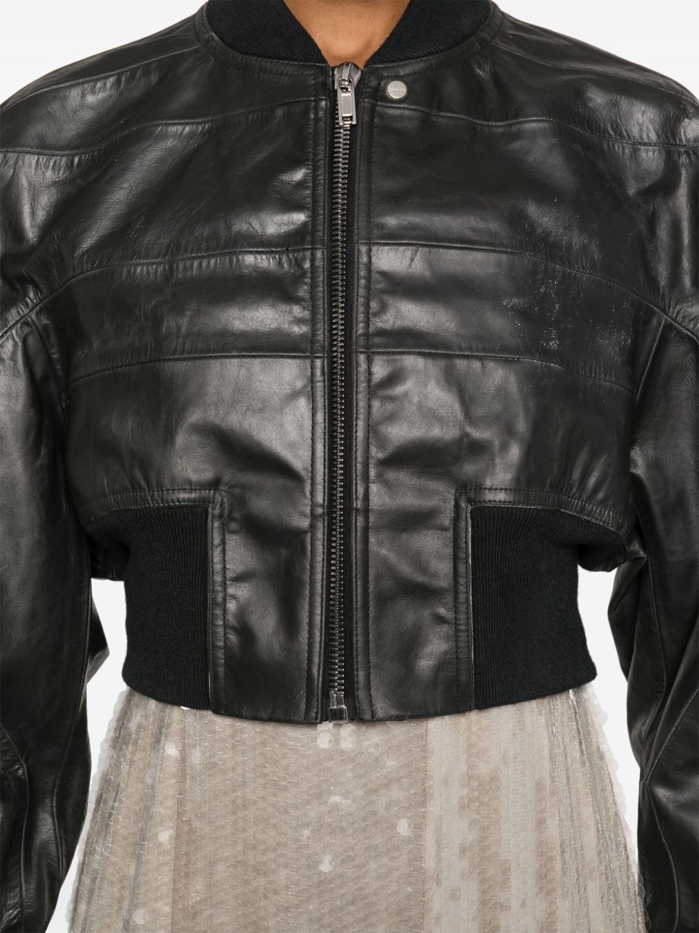 RICK OWENS Women's Leather Bomber Jacket