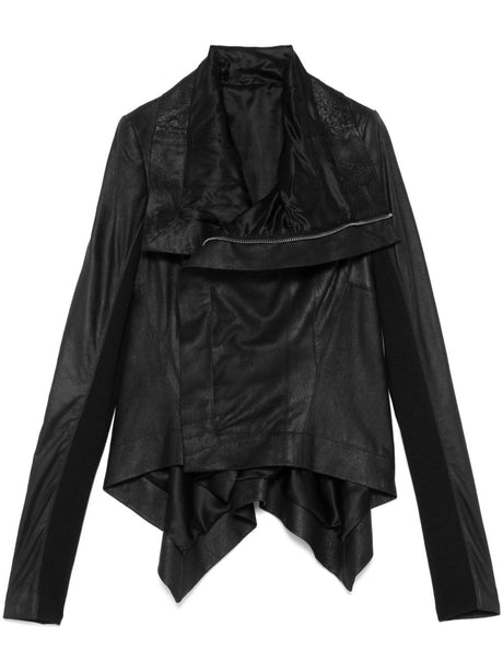 RICK OWENS Women’s Leather Biker Jacket with Funnel Neck - SS25