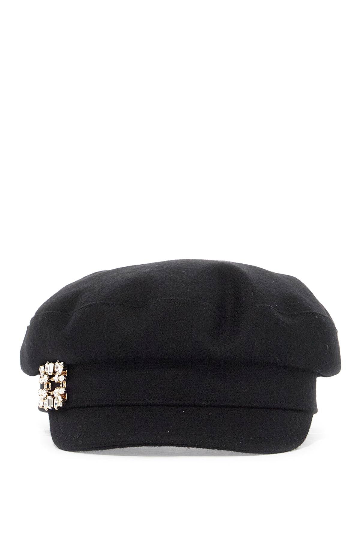 ROGER VIVIER Elegant Wool Felt Sailor Hat with Crystal Buckle, Size S