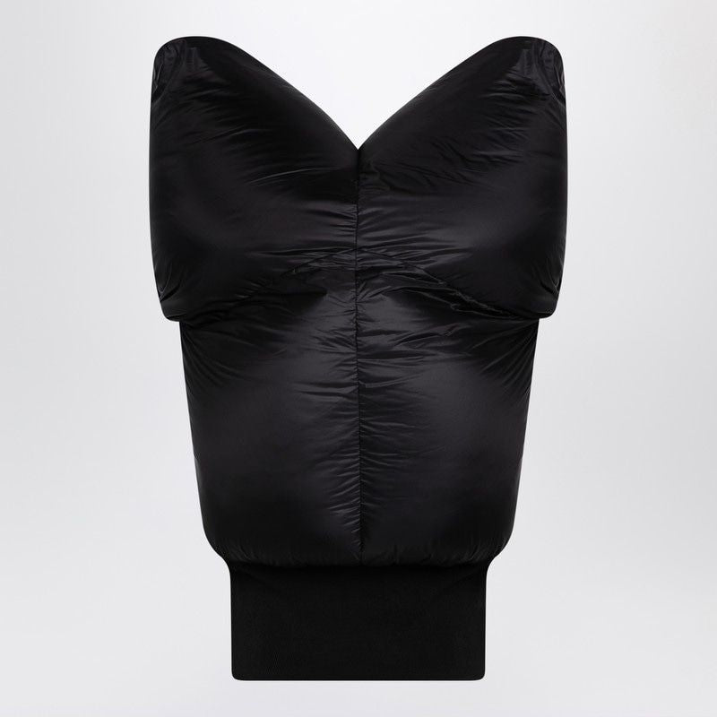 RICK OWENS Padded Waistcoat with High Collar and Ribbed Hem