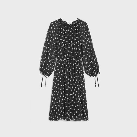 CELINE Silk Georgette Folk Mini Dress