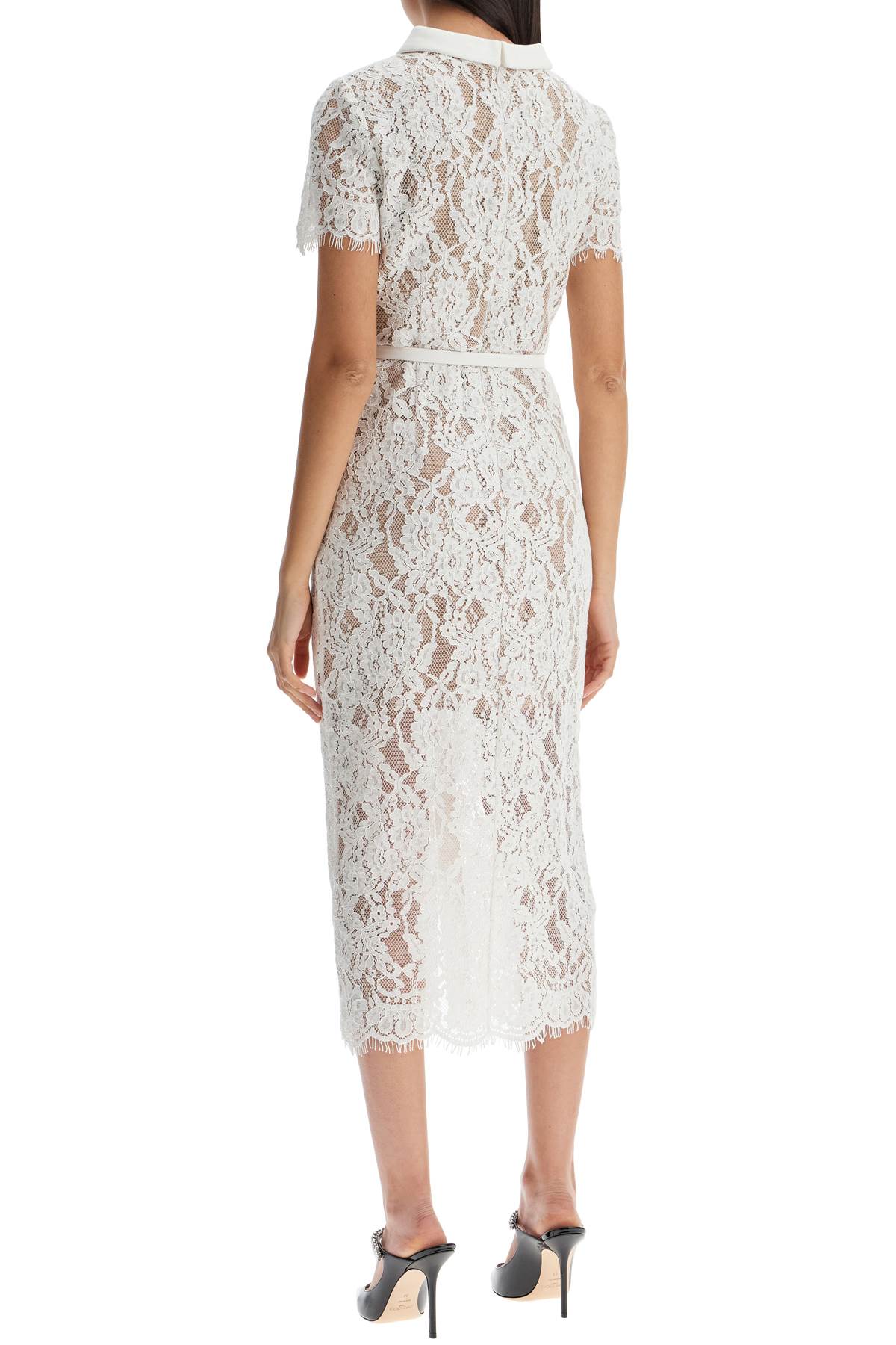 SELF-PORTRAIT Lace Mini Dress with Floral Accents and Belt