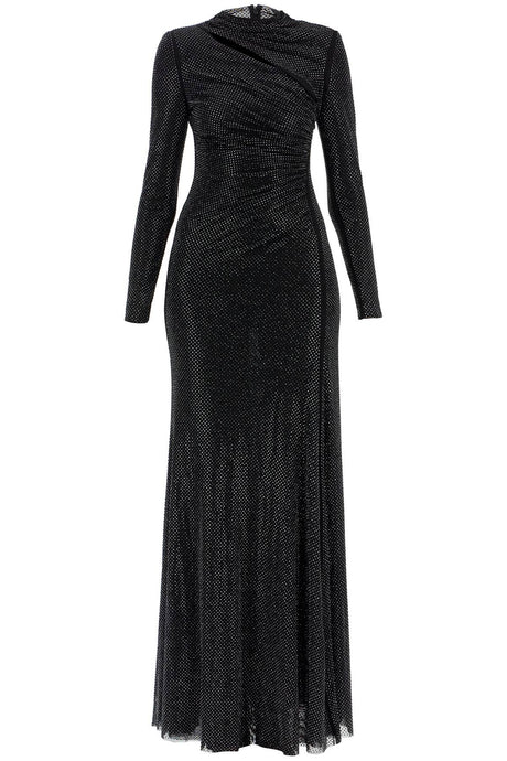 SELF-PORTRAIT Glamorous Long Mesh Dress with Rhinestones