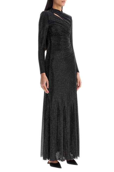 SELF-PORTRAIT Glamorous Long Mesh Dress with Rhinestones