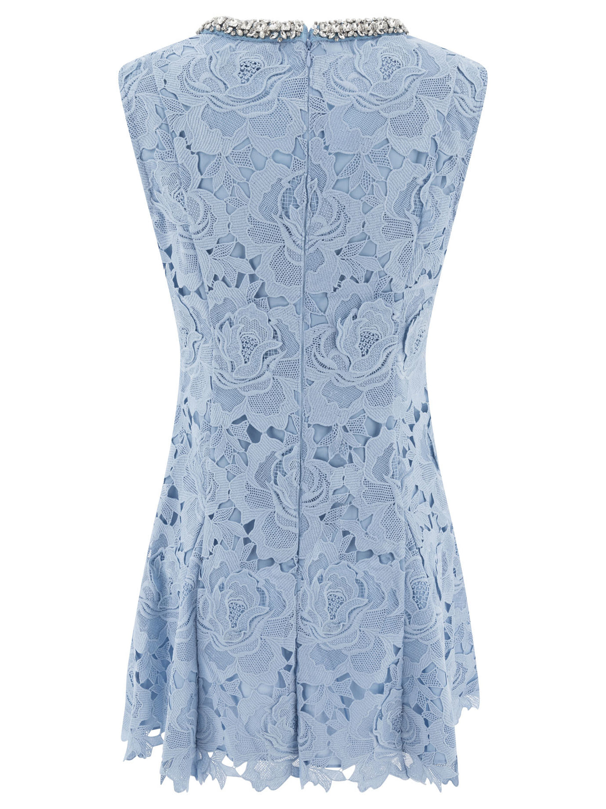 SELF-PORTRAIT Short Dress with Floral Lace & Crystal Details