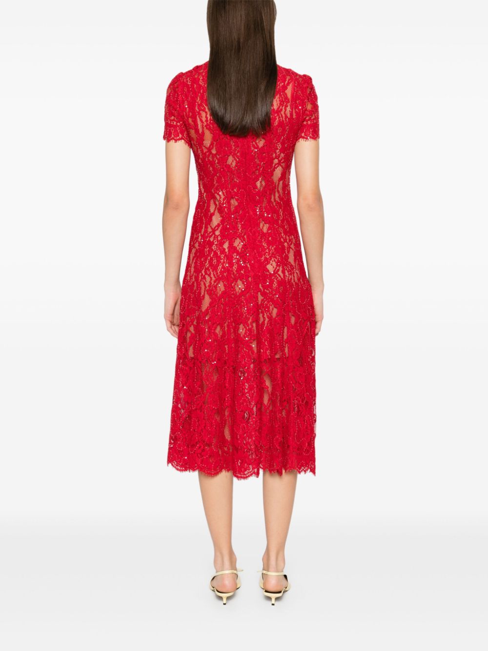 SELF-PORTRAIT Lace Midi Dress with Internal Slip - Women’s Fashion