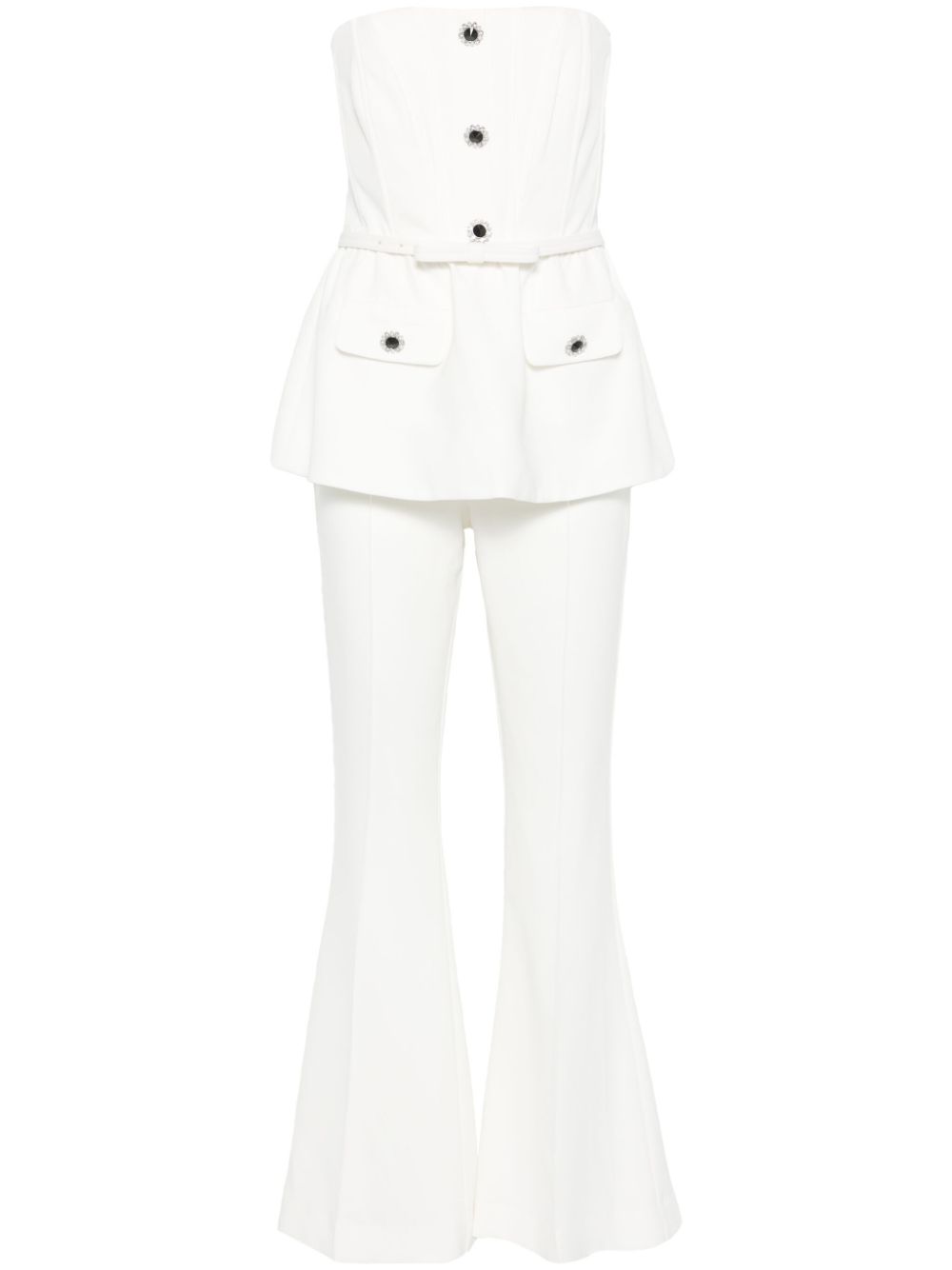 SELF-PORTRAIT Mini Crepe Jumpsuit with Belt