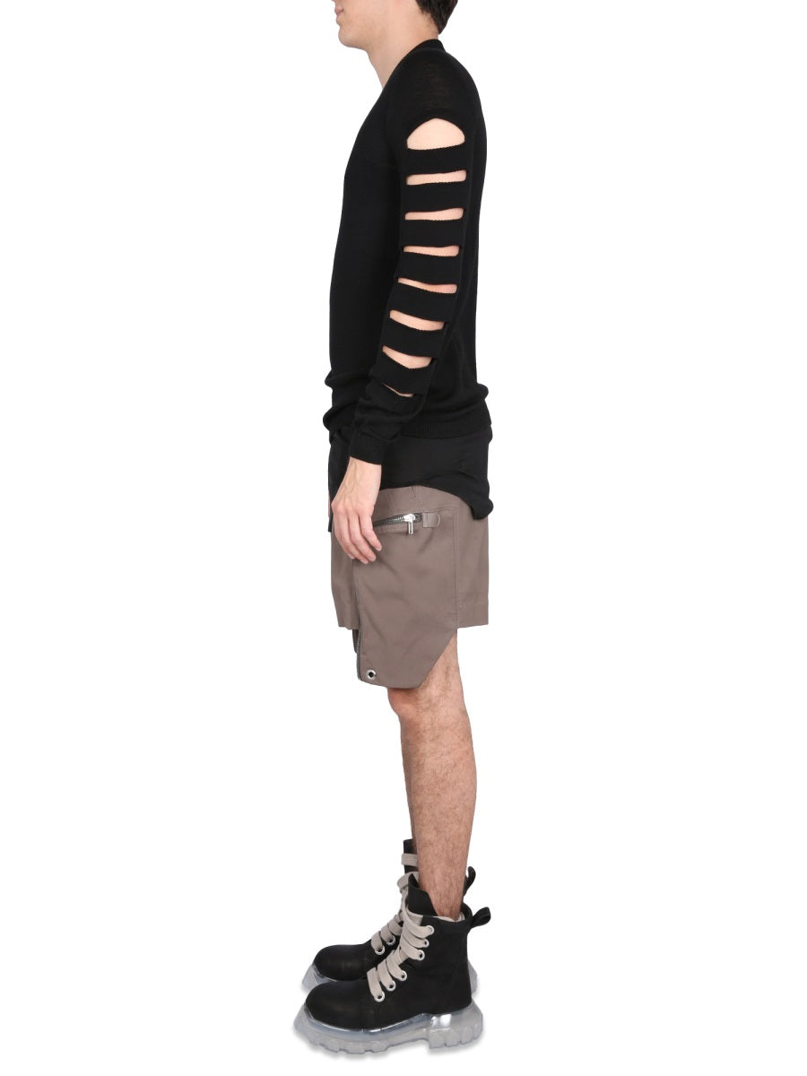 RICK OWENS Cut-Out Detail Mesh Crossneck Top for Men