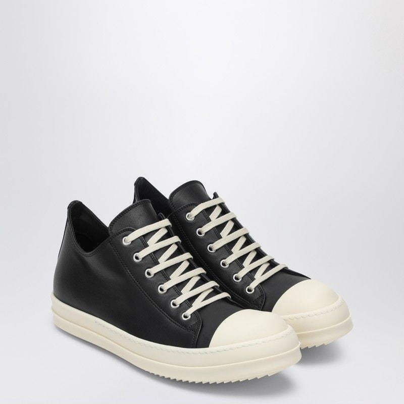 RICK OWENS Men's Low-Top Leather Sneakers with Internal Lift