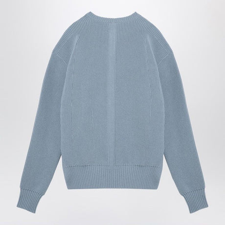 RICK OWENS Light Blue Wool Crew-Neck Sweater for Men