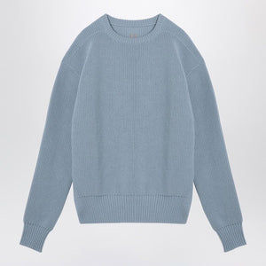 RICK OWENS Light Blue Wool Crew-Neck Sweater for Men