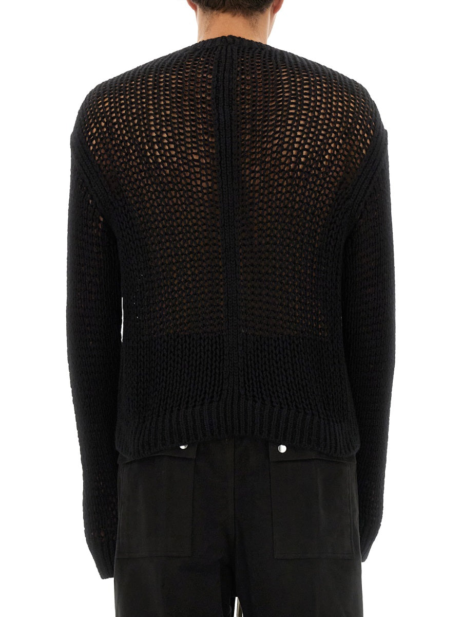 RICK OWENS Perforated Mesh Cashmere-Silk Blend Sweater - Size L