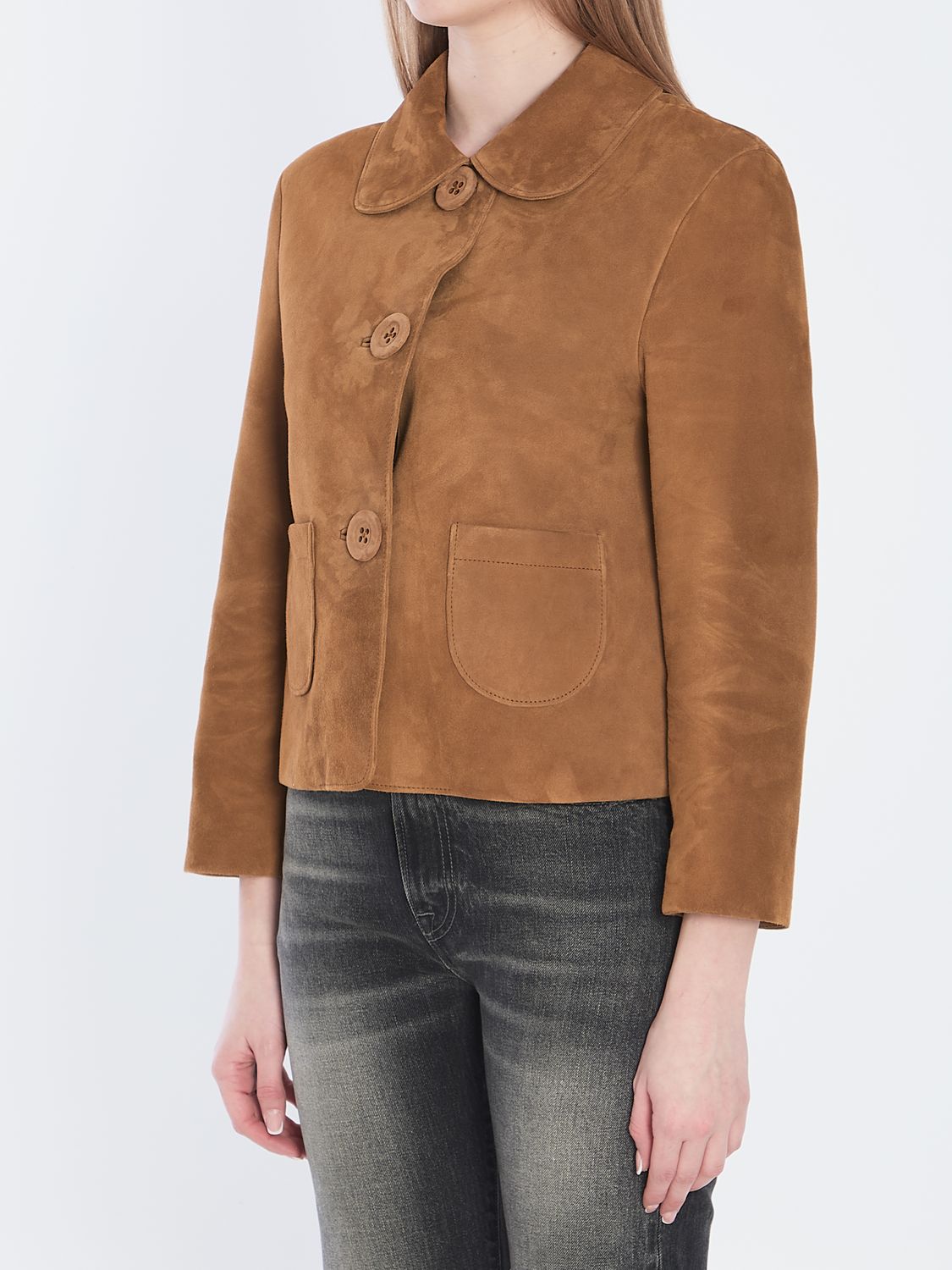 CELINE Cropped Suede Jacket (Size FR 36)