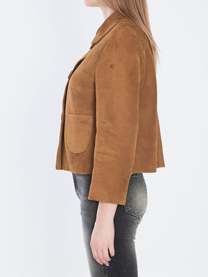 CELINE Cropped Suede Jacket (Size FR 36)