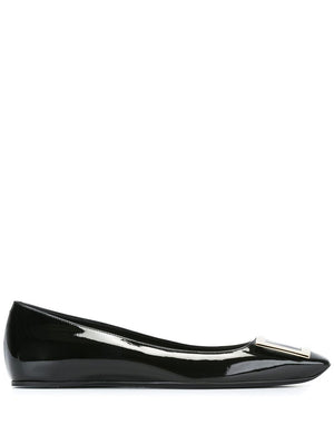 ROGER VIVIER Square Toe Slip-On Ballet Flats with Buckle Detail