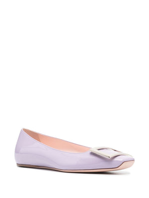 ROGER VIVIER Square Toe Slip-On Ballet Flats with Buckle Detail