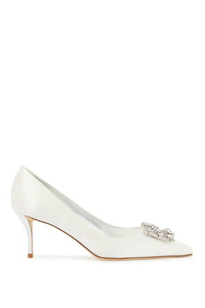 ROGER VIVIER Elegant Satin Pumps with Crystal Flower Buckle