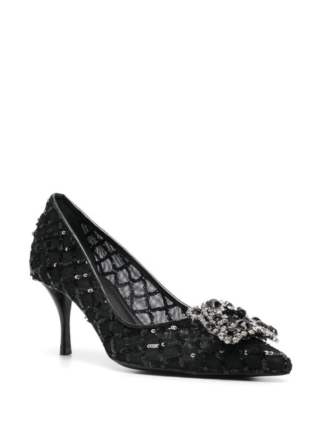 ROGER VIVIER Elegant Flower Strass Pumps - 65mm Mid Heel