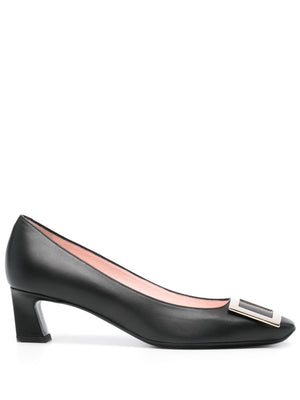 ROGER VIVIER Elegant Leather Pumps with Low Heel and Decorative Buckle - FW24