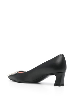 ROGER VIVIER Elegant Leather Pumps with Low Heel and Decorative Buckle - FW24