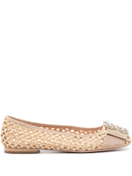 ROGER VIVIER Woven Raffia Ballet Flats