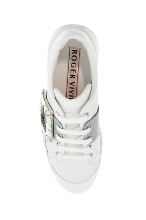 ROGER VIVIER Viv Skate Sneaker with Rhinestone Buckles