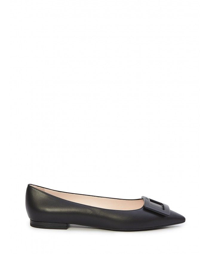 ROGER VIVIER Pointed Design Ballerinas with Branded Buckle - Heel Height: 0.5 cm