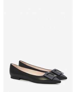 ROGER VIVIER Pointed Design Ballerinas with Branded Buckle - Heel Height: 0.5 cm