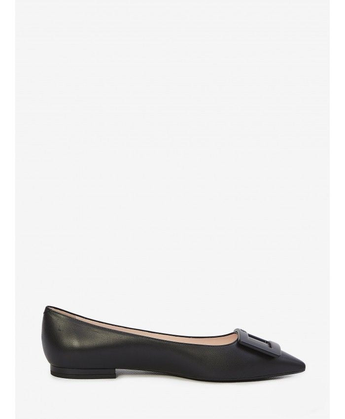 ROGER VIVIER Pointed Design Ballerinas with Branded Buckle - Heel Height: 0.5 cm