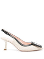 ROGER VIVIER Leather Slingback Pumps with Decorative Buckle - 65mm Mid Heel