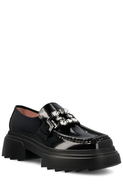 ROGER VIVIER Leather Buckle Loafers