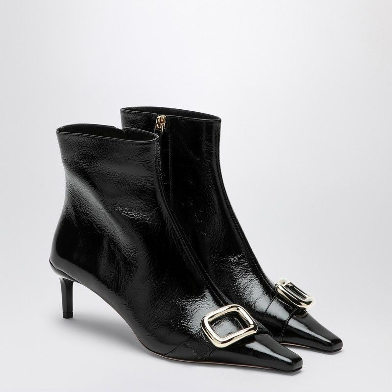 ROGER VIVIER Pointed Ankle Boots with Metal Buckle