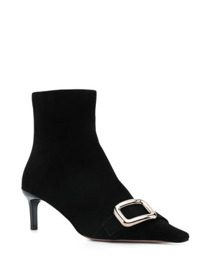 ROGER VIVIER Chic Low Heel Ankle Boots with Decorative Buckle Detail