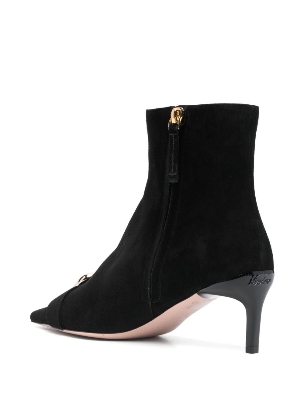 ROGER VIVIER Chic Low Heel Ankle Boots with Decorative Buckle Detail