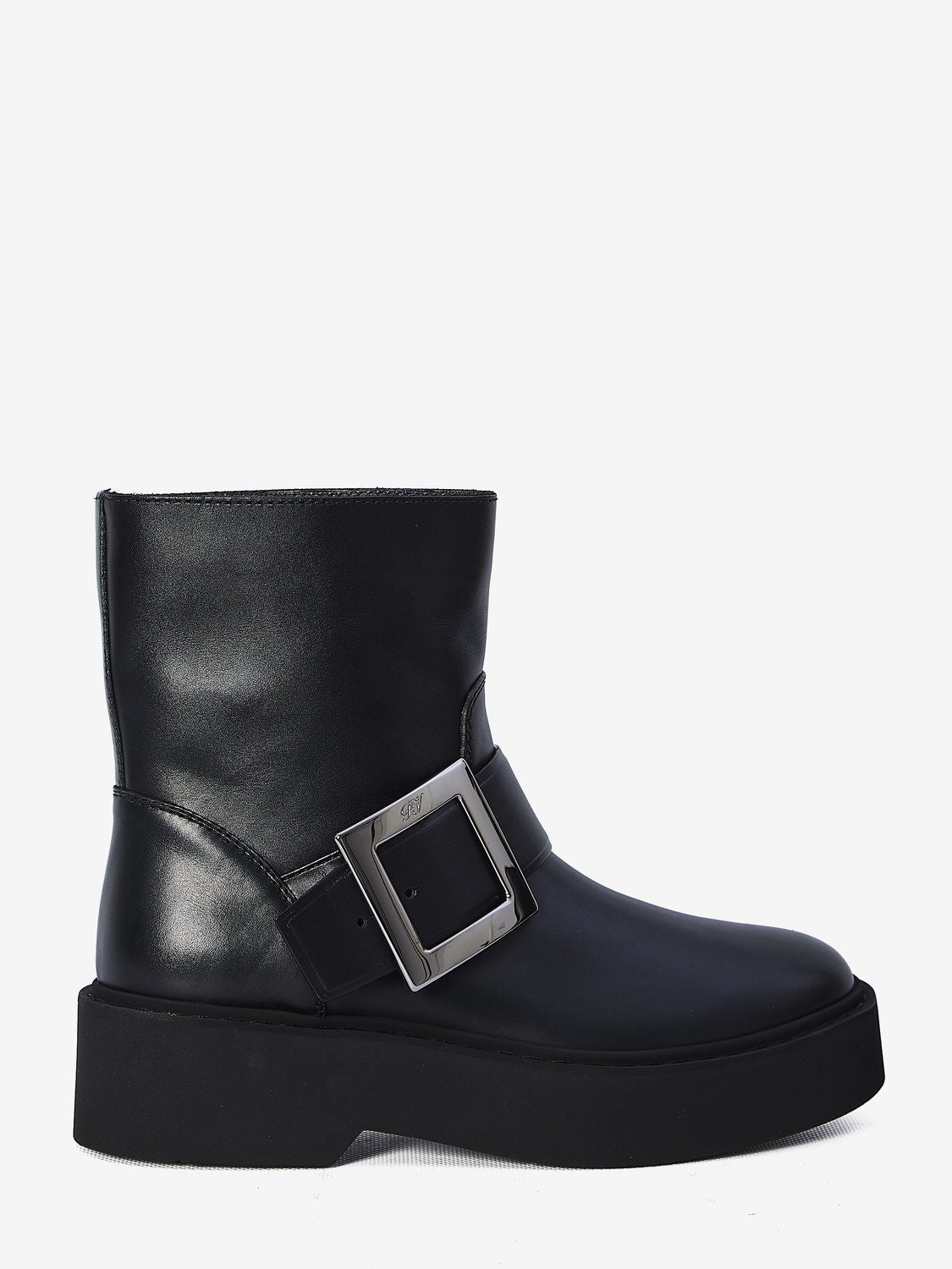 ROGER VIVIER High Biker Booties with Side Buckle