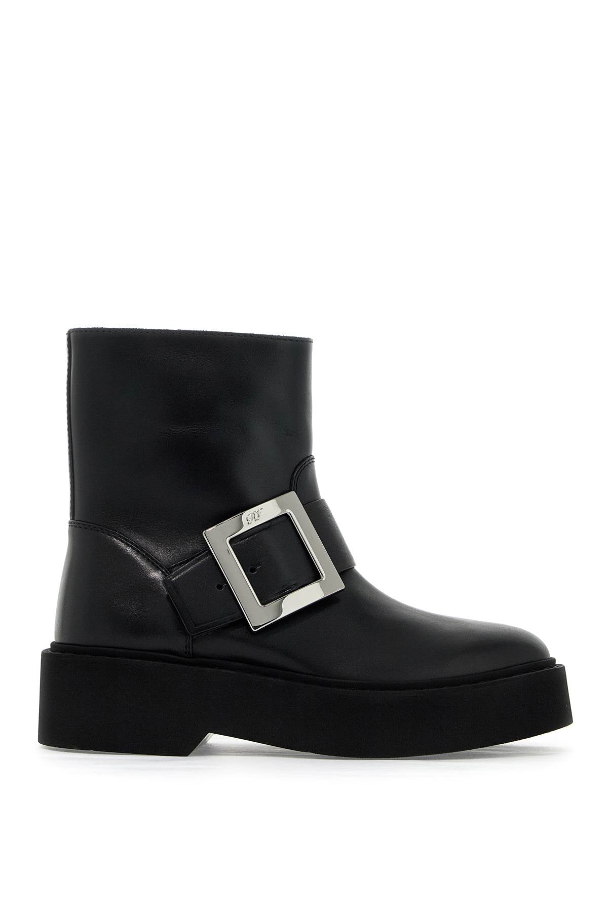 ROGER VIVIER High Biker Booties with Side Buckle