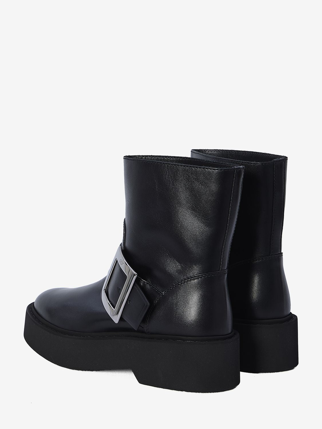 ROGER VIVIER High Biker Booties with Side Buckle