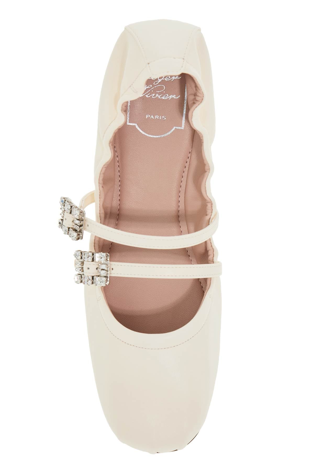 ROGER VIVIER Elegant Nappa Leather Ballet Flats with Crystal Accents