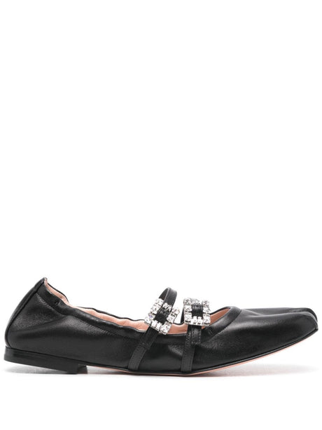 ROGER VIVIER Mini Strap Strass Leather Ballet Flats for Women