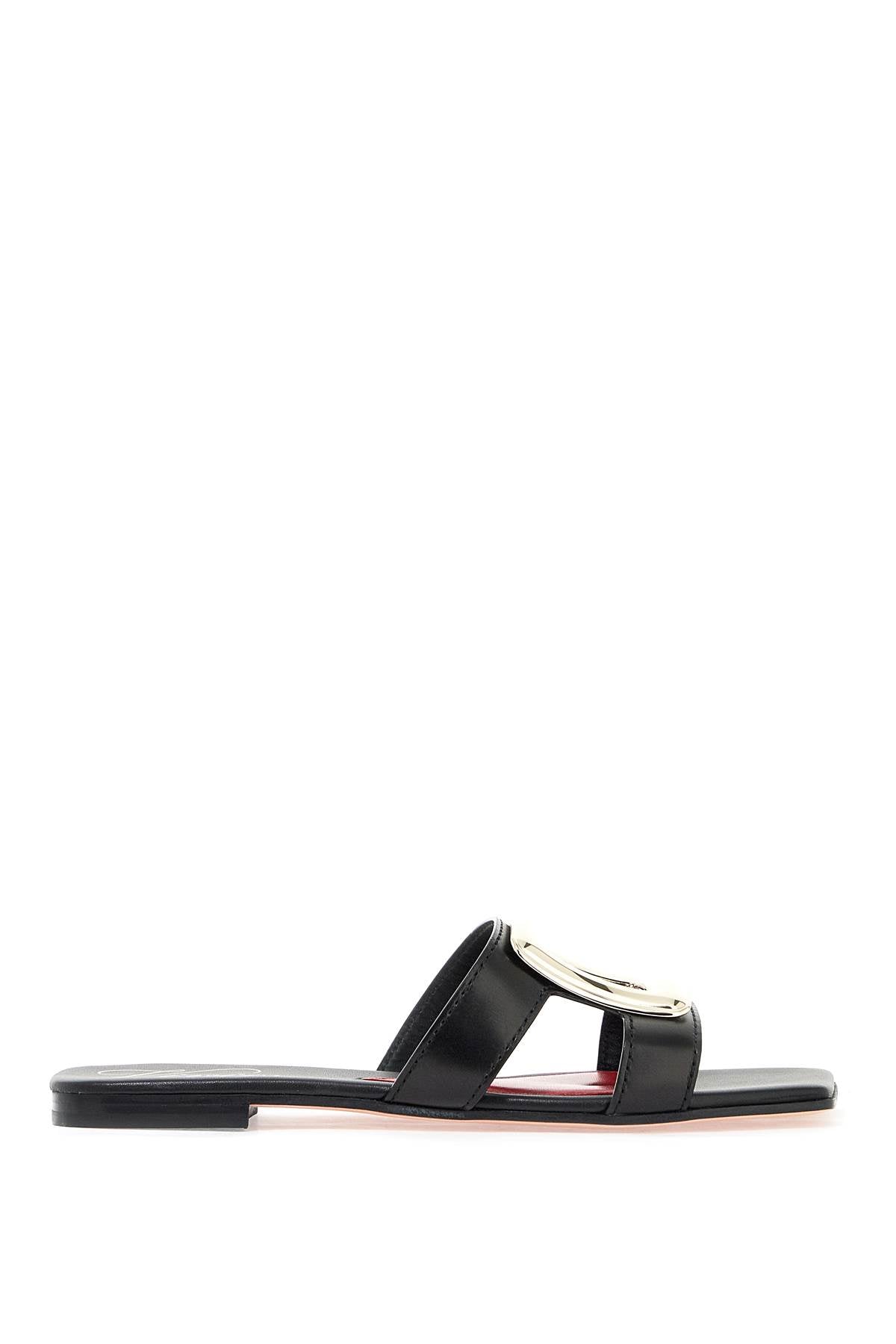 ROGER VIVIER Elegant Flat Sandals with Platinum Buckle