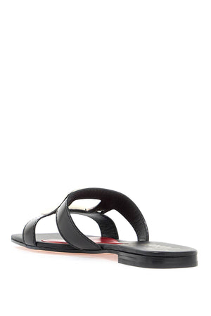 ROGER VIVIER Elegant Flat Sandals with Platinum Buckle