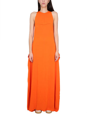 LANVIN Elegant Longuette Dress with Round Neckline