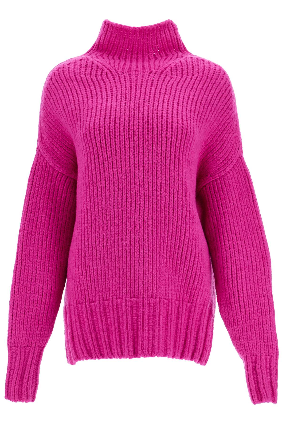 LANVIN Luxurious High-Neck Wool Sweater with Pin Accents