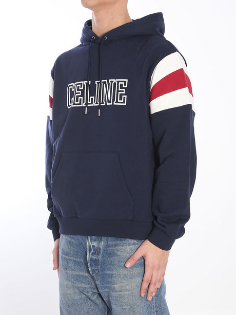 CELINE Men's Hoodie with Drawstring and Pouch Pocket - Size L